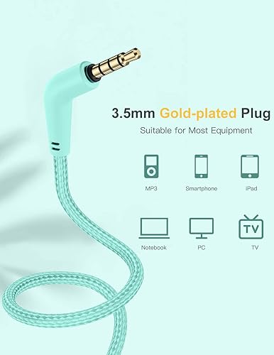 Miniatura 95 de Auriculares para niños con cable, auriculares sobre la oreja para niños con micrófono, límite de volumen de 85/94 dB, auriculares para niños y niñas