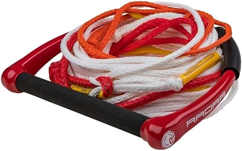 Radar Sure Grip - Cuerda de esquí acuático, mango de 13 pulgadas con 5 secciones, rojoblanco