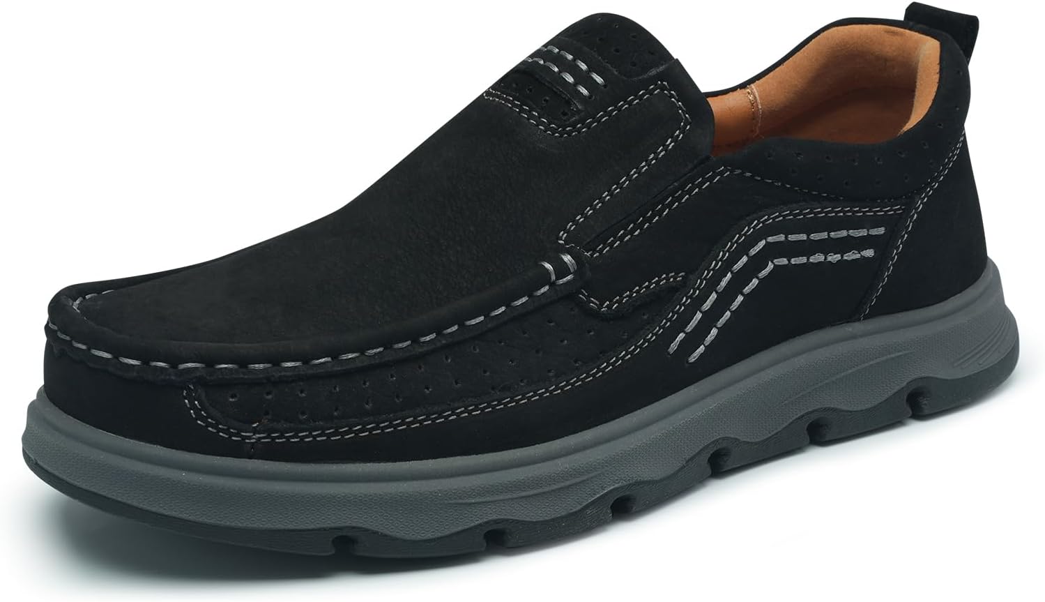 Mens Leather Slip On Casual Loafers Classic Outdoor Walking Hiking Dress for Work Office Shoes Comfortable - Image 7