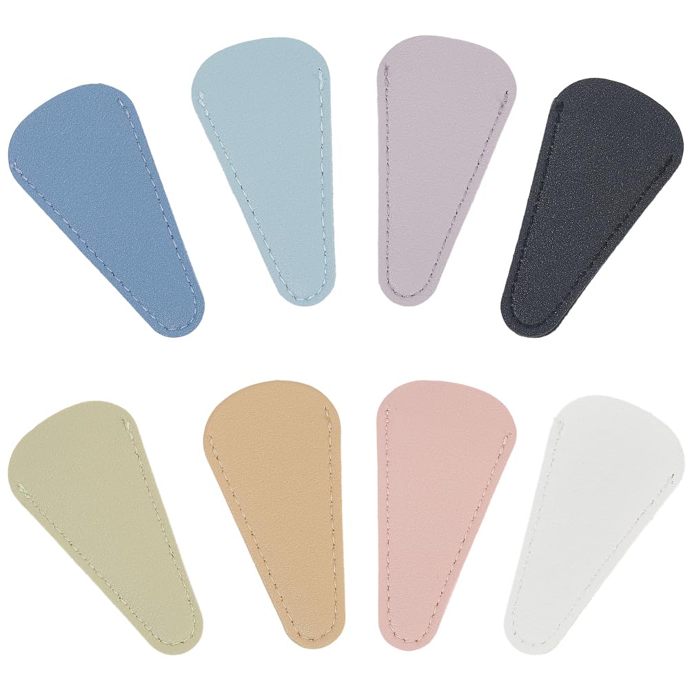 CALFOVERA 8PCS 8 Colors PU Leather Scissor Sheath Waterproof Small Safty Tip Protective Case Durable Scissor Cover Portable Beauty Trimming Tool Protector for Sewing Quilting Crafts DIY
