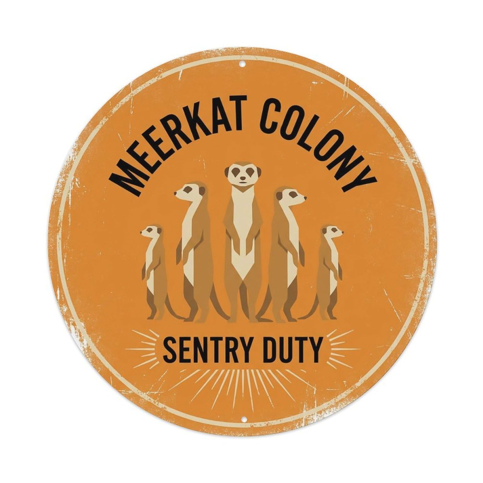 Cxhjca 8X8inch(20X20cm) Meerkat Colony Sentry Duty Metal Tin Sign