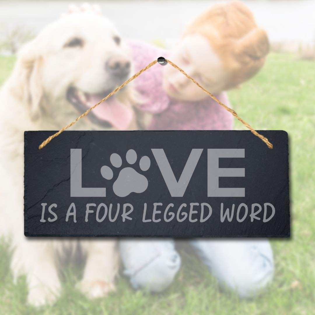 Stukk Welcome Dogs Paw Print Laser Kitten Puppy Pup Home Door Sign (Love is Four Legged Word) - Image 2