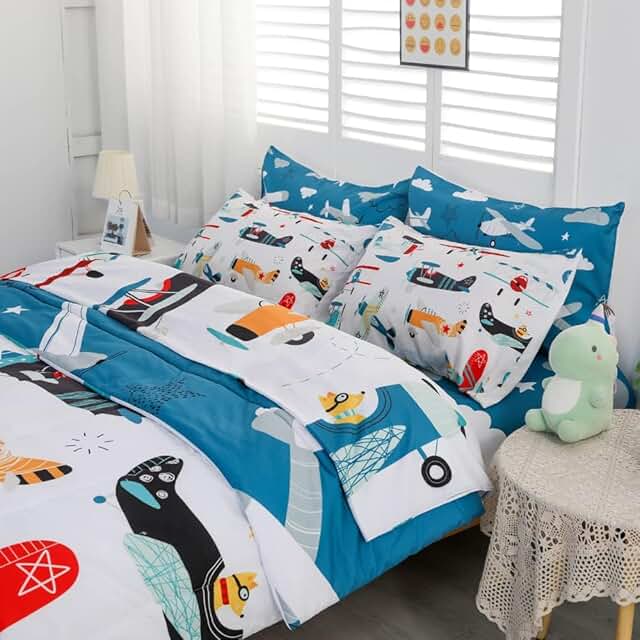 Yasida 7 Piece Airplane Comforter Set for Boys and Girls,Kids Comforters...