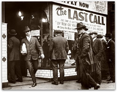 Last Call Before Prohibition - Fotografía vintage en blanco y negro, póster sin marco de 11 x 14 pulgadas, decoración de bar retro de la era de la