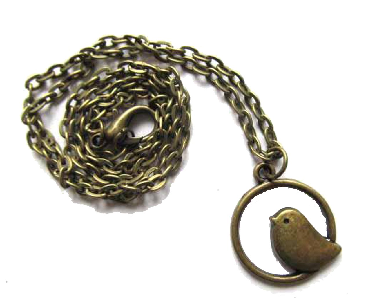 Miniblings Uccellino sotto Catena Collana di 50 cm Uccellino Circle Mini Bronzo - Gioielli a Mano - in Bronzo Catena a Maglia