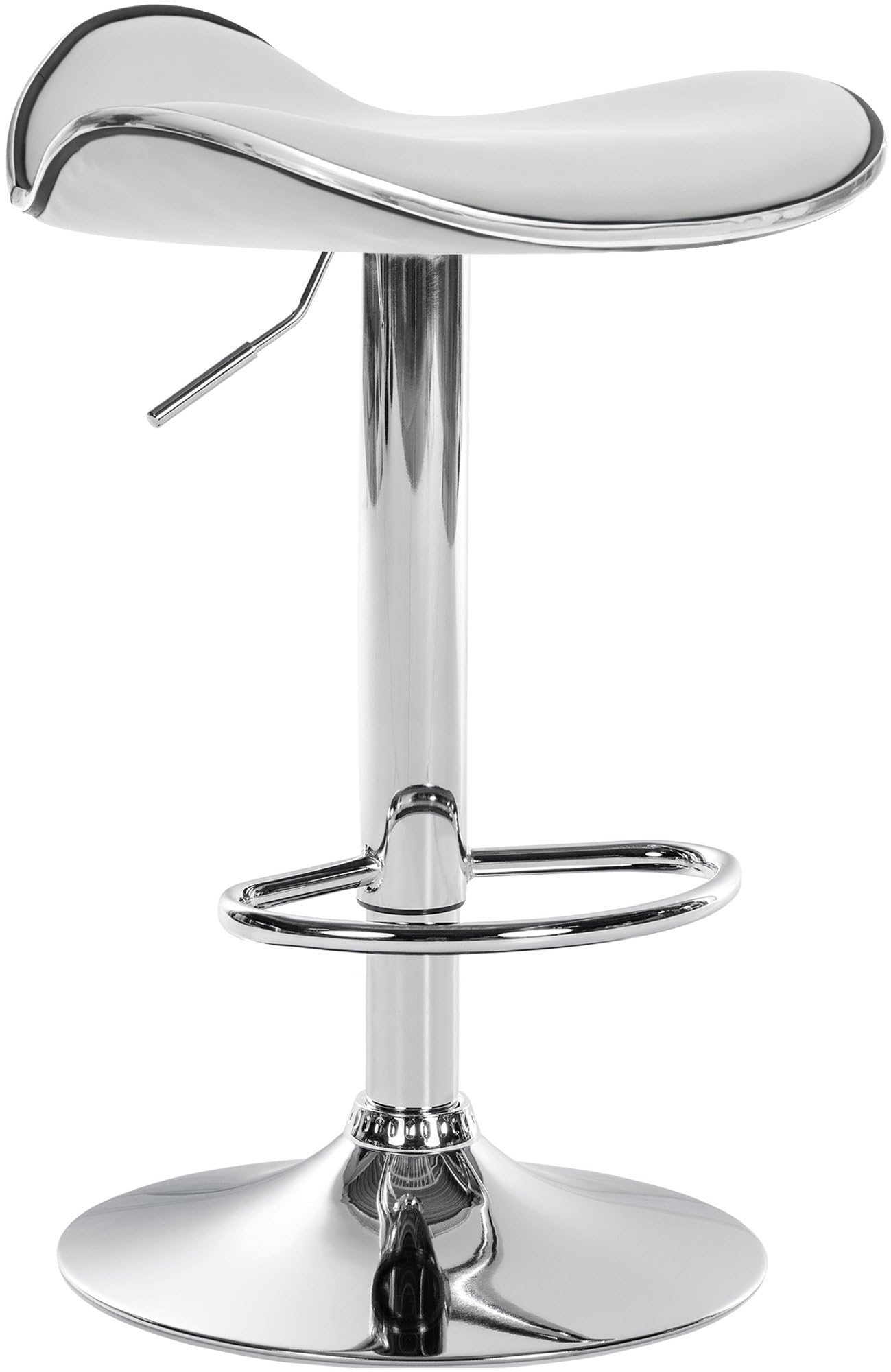 CLP Taburete Alto de Cocina Shanghai en Polipiel I Silla de Bar giratoria Regulable en Altura con Base metálica, Color:Blanco, Material del Soporte:Hierro Cromado