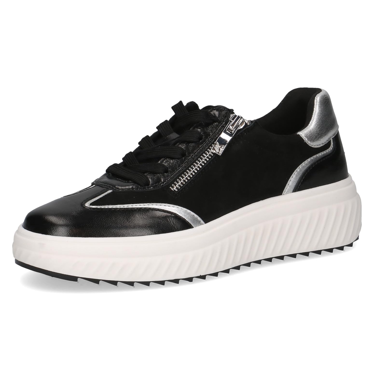 Caprice Damen Sneaker flach aus Leder mit Reißverschluss