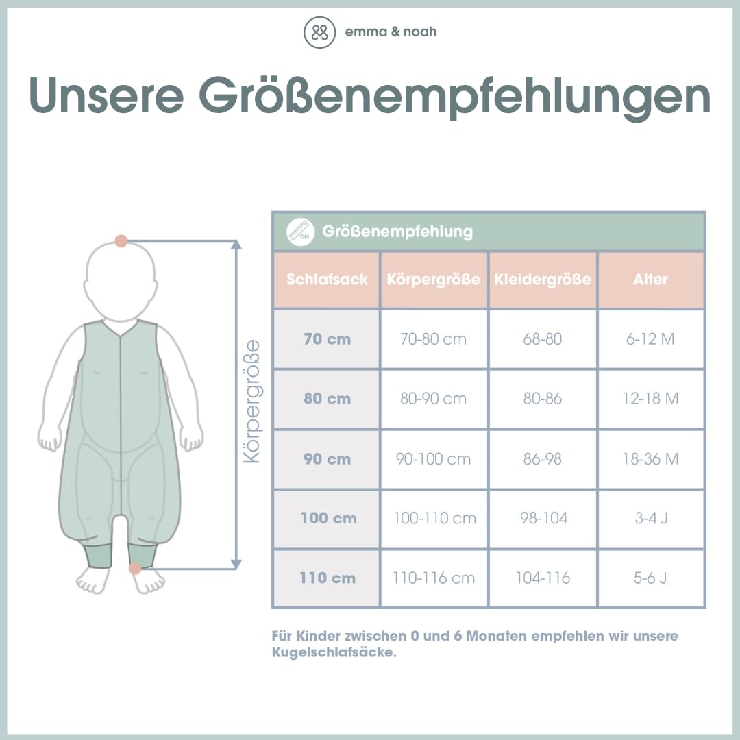 emma & noah Baby Schlafsack mit Füßen 2.5 TOG, Strampelsack für den Herbst und Winter, Bio-Baumwolle, OEKO-TEX Zertifiziert, Kuscheliger Schlafsack für Neugeborere (Punkte Mint, 90 cm)