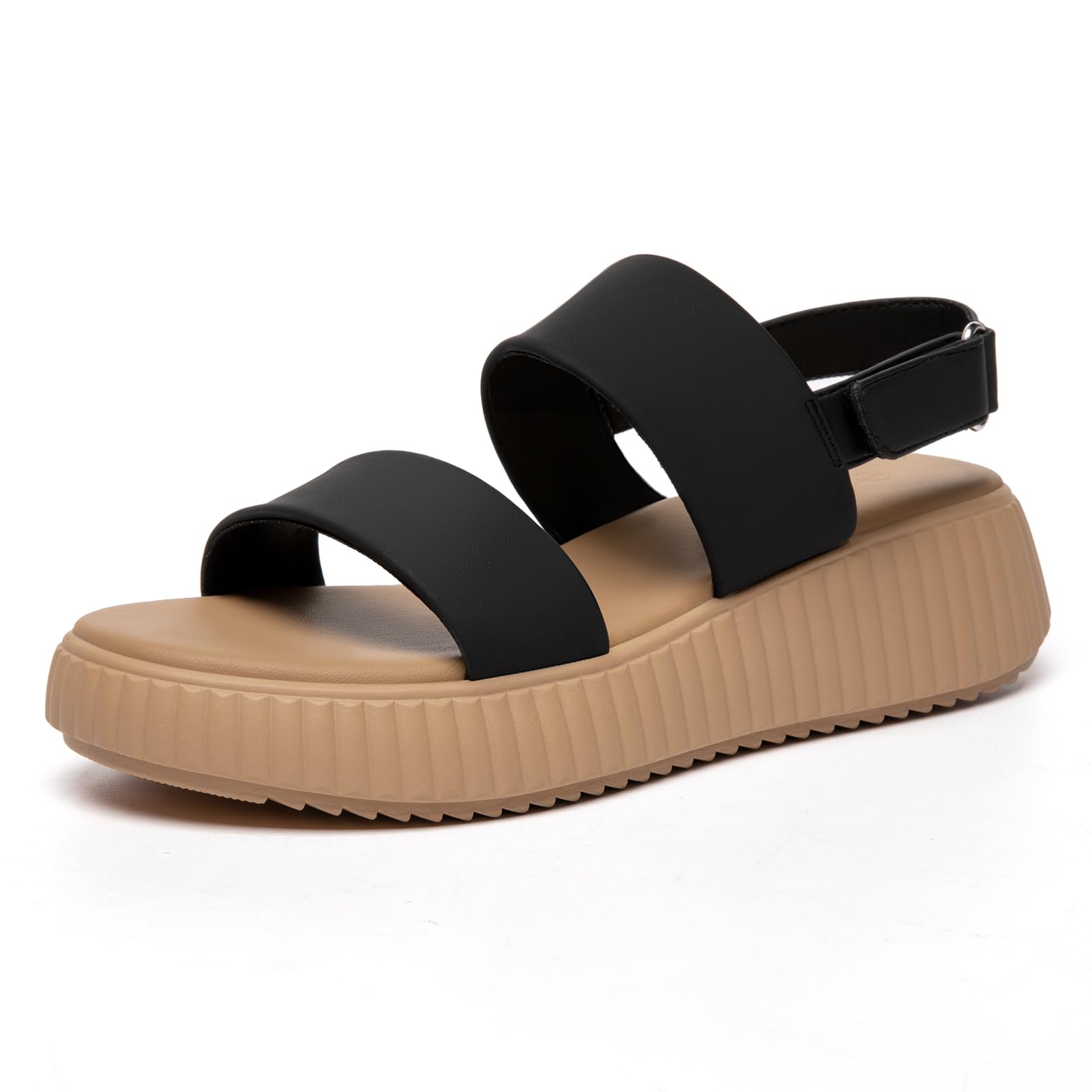 Rihero Women's Comfortable Walking Sandals Casual Summer Outdoor Open Toe Low Flatform Platform Wedge Sandals