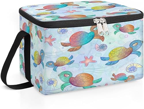 Miniatura 2 de QsirBC Coloured Turtles Insulated Lunch Bag Women Reusable Lunch Tote Square Meal Bag for Adults Men Cooler Lunch Box for Work Travel Picnic Food