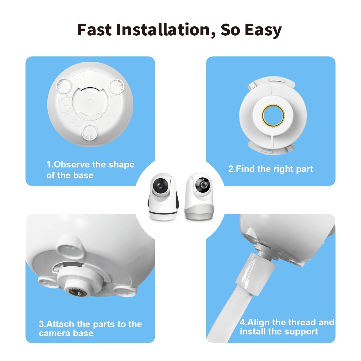 Lonnky Baby Monitor Mount, Compatible with HelloBaby HB65/HB66/HB248 & ANMEATE SM935E, 1/4 Inch Screw, No Tools or Wall Damage - Image 4