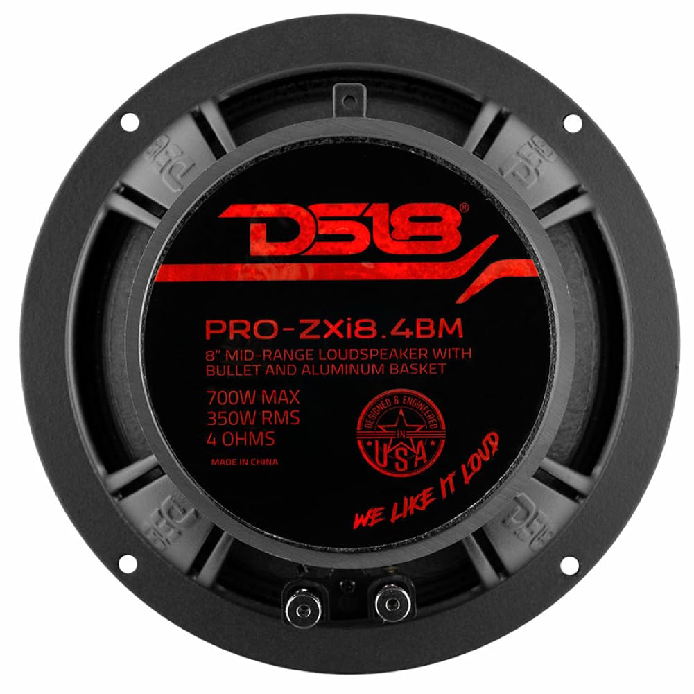 KIT Set pour DS 18 Pro-ZXi8.4BM Haut-Parleur midrange avec cône de 20 cm, diamètre 200 mm 8", 350 Watts rms 700 Watts Max, 4 ohm, sensibilité 99 DB, pour Voiture, 1 pièce