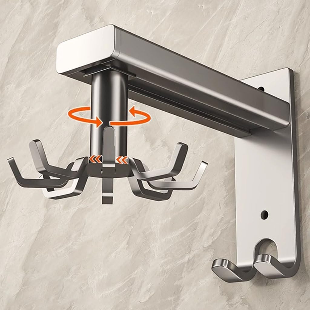 Kitchen Storage Rack Kitchen Storage Rack No Punching Wall-mounted Spatula Spoon Hanging Rack Rotating Hook Kitchen Utensil Storage Rack Kitchen Storage Shelf