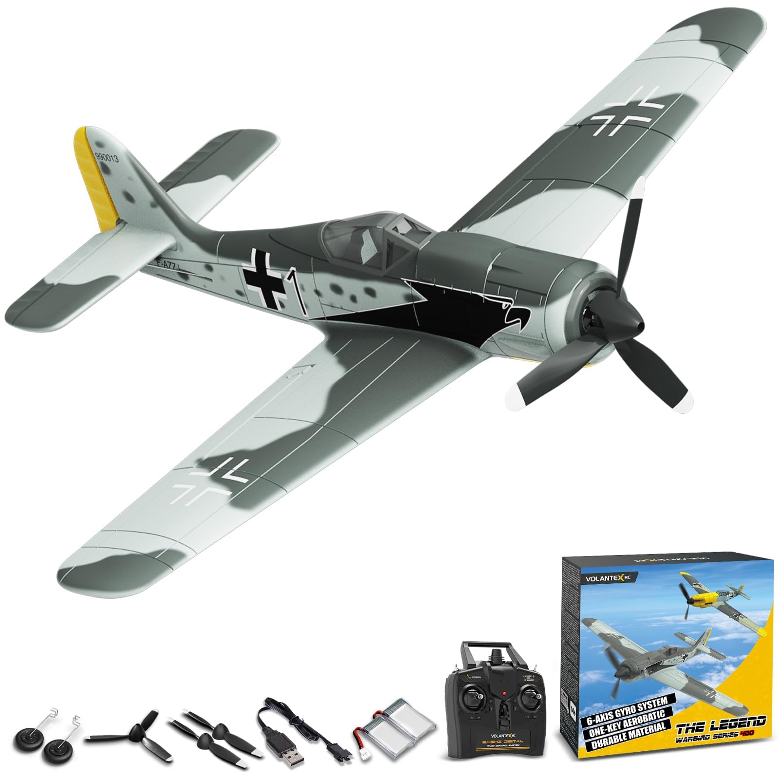 volantexrc RC Plane, 4CH Remote Control Plane FW190 RC Spitfire Fighter, Radio Controlled Aeroplane with Xpilot Stabilization System, One Key Aerobatic for Beginners, Adults (761-17) — image 1