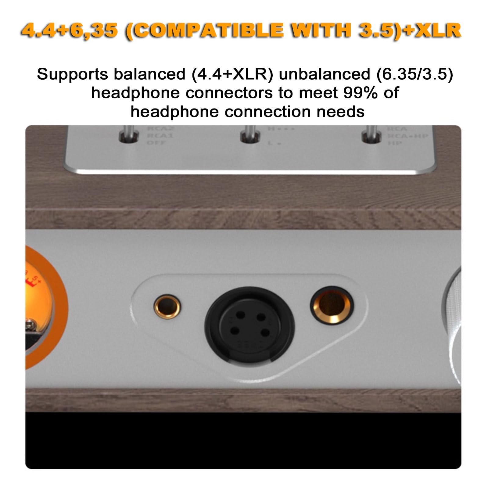 Preamplificador de tubo de vacío Phono preamplificador de auriculares con XLR RCA 4.4 mm 6.35 mm puertos 2000 mW de salida para sistema de audio estéreo doméstico