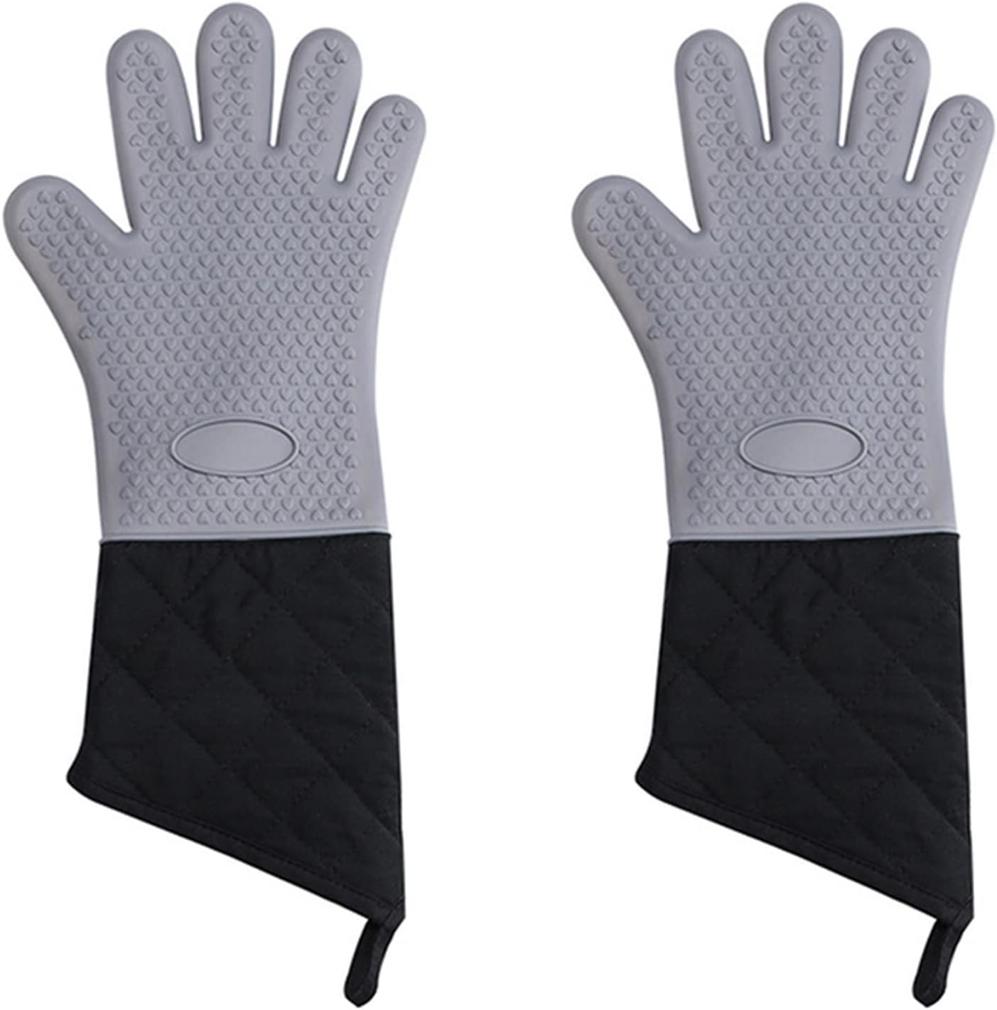 Lengthen Silicone Baking Gloves Anti-Scalding Oven Mitts Cotton Lining Microwave Gloves Non-Slip