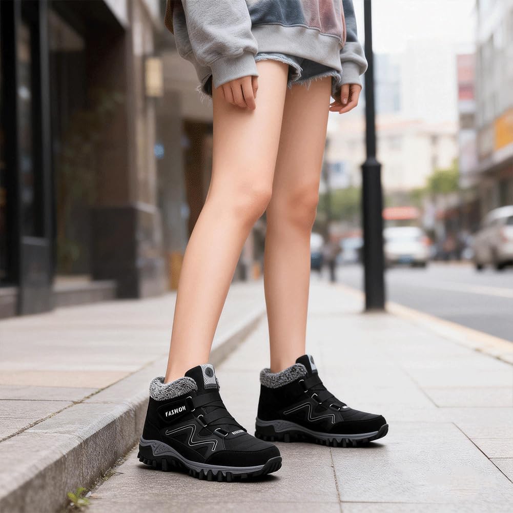 Women's Winter Snow Boots Fur Lined Warm Ankle Booties Suede Anti-Slip Outdoor Walking Shoes