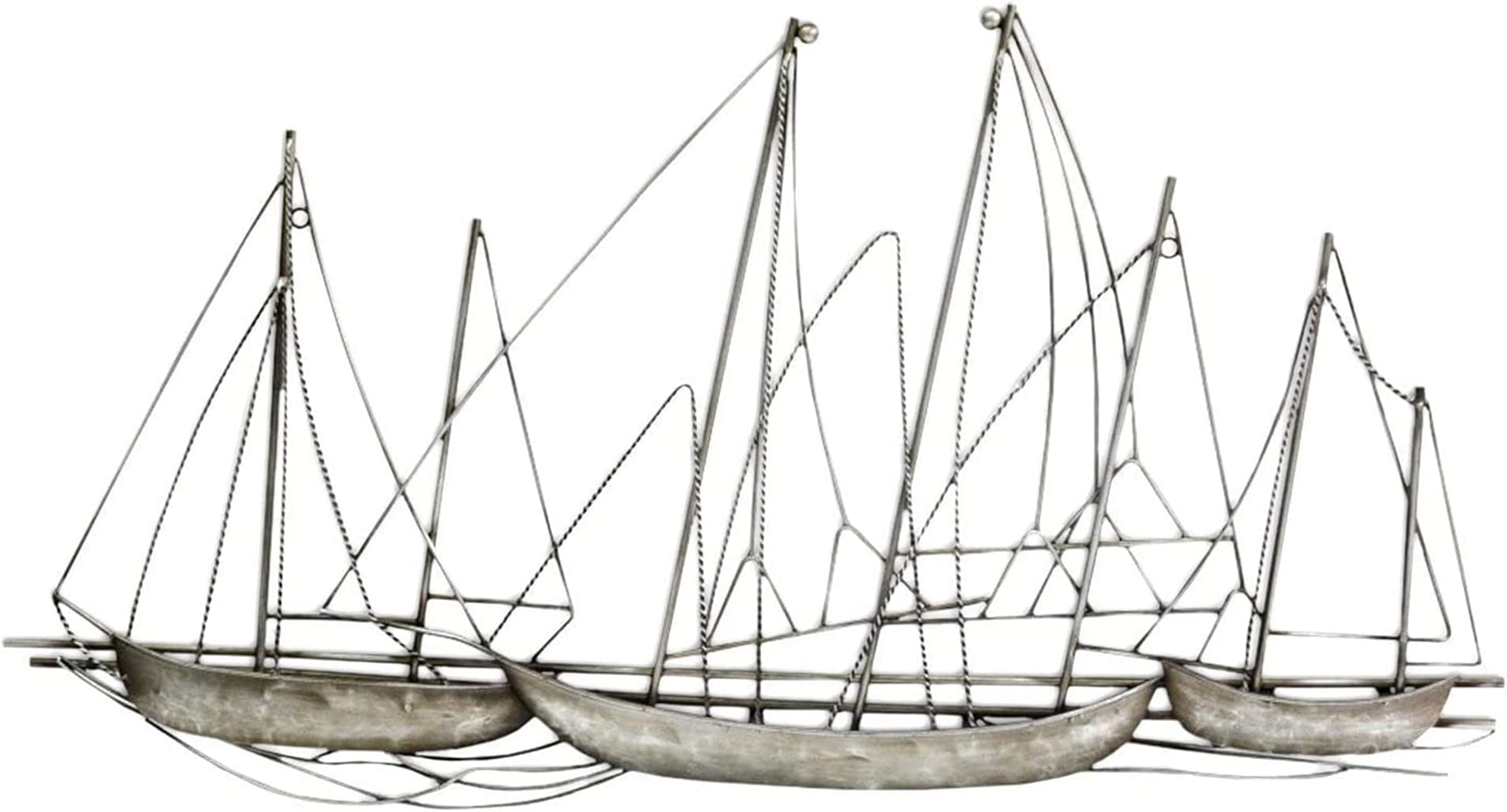 Stratton Home DecorAntique Silver Grand Sailboat Wall Decor | Metal Nautical Decor Accent Piece with Brushed Finish | Mountable Nautical Wall Decor to Elevate Any Room | 40.25”x1.75”x22.50”