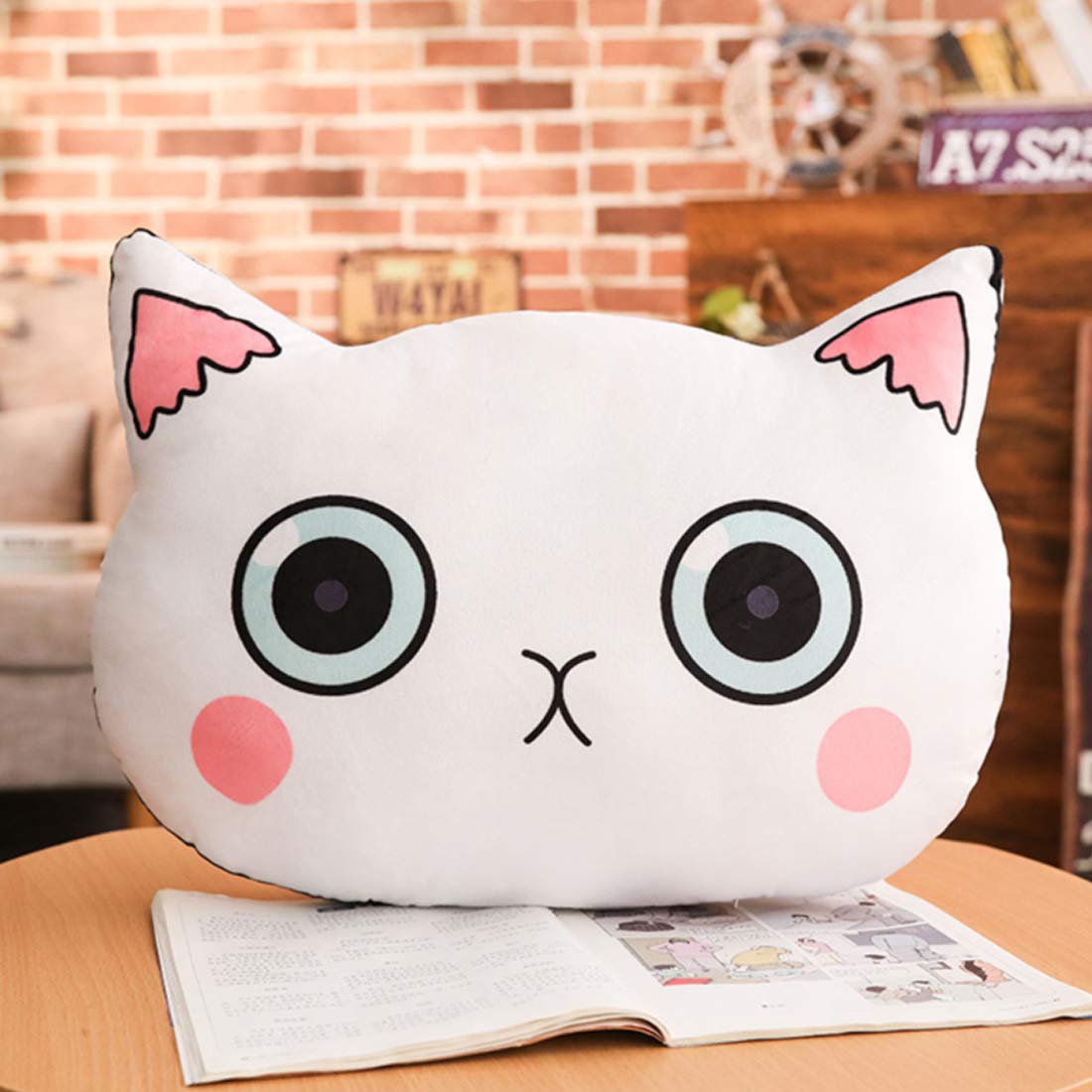Crazyify White Cartoon Cat Face Shape Printed Pillow for Kids| Boys |Girls - Velvet Pillow for Kids | Pillow for Children Room | Plush Cushion/Toys for Kids | Gift for Kids (Size-40cm) (B09ZQX1C7G) Amazon Price History, Amazon Price Tracker
