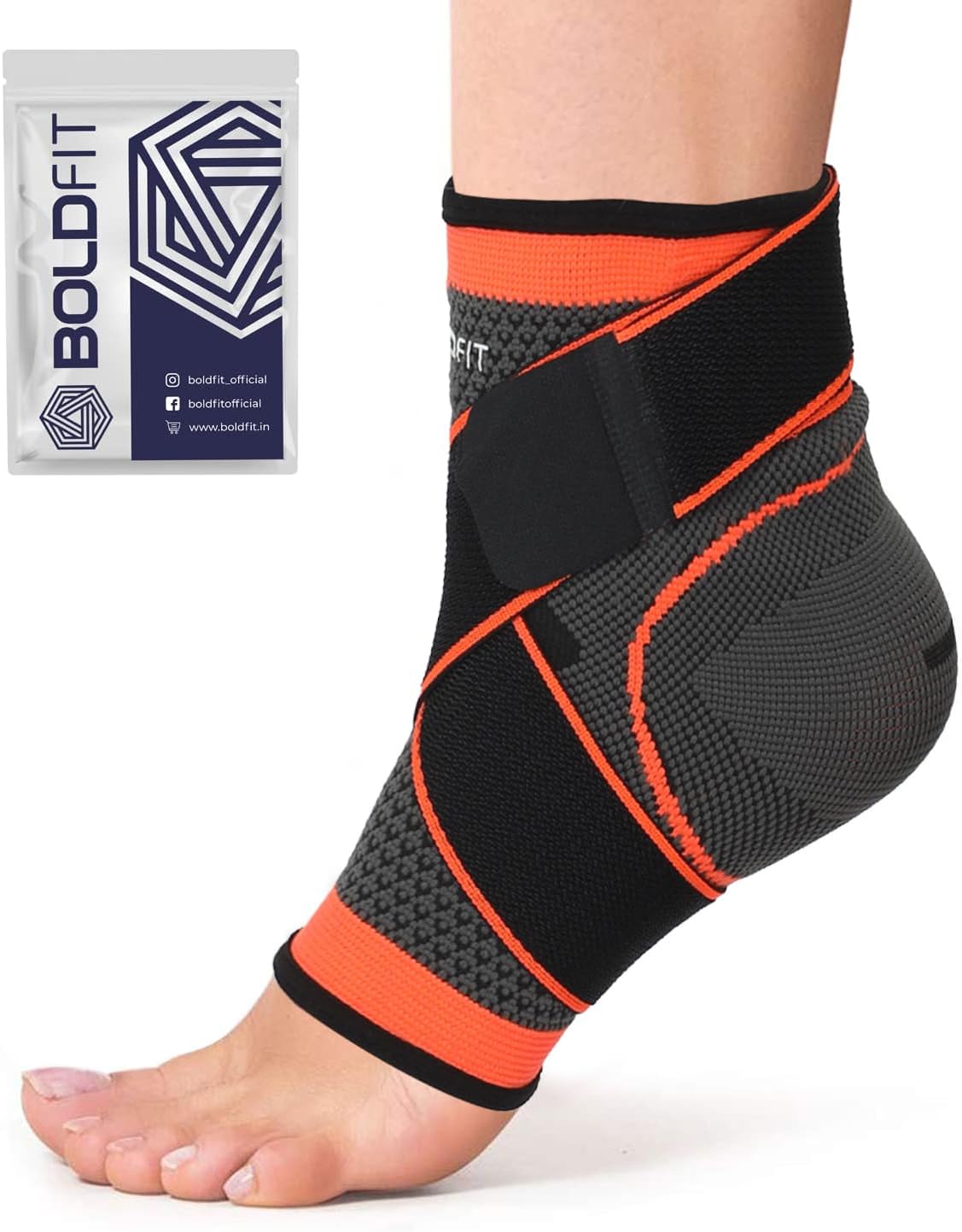 Boldfit Ankle Support For Pain Relief Ankle Brace For Women & Men Ankle Binder For Men Foot Support For Pain Relief Ankle Band For Pain Relief Ankle Support For Men Ankle Cap Ankle Strap Ankle Belt