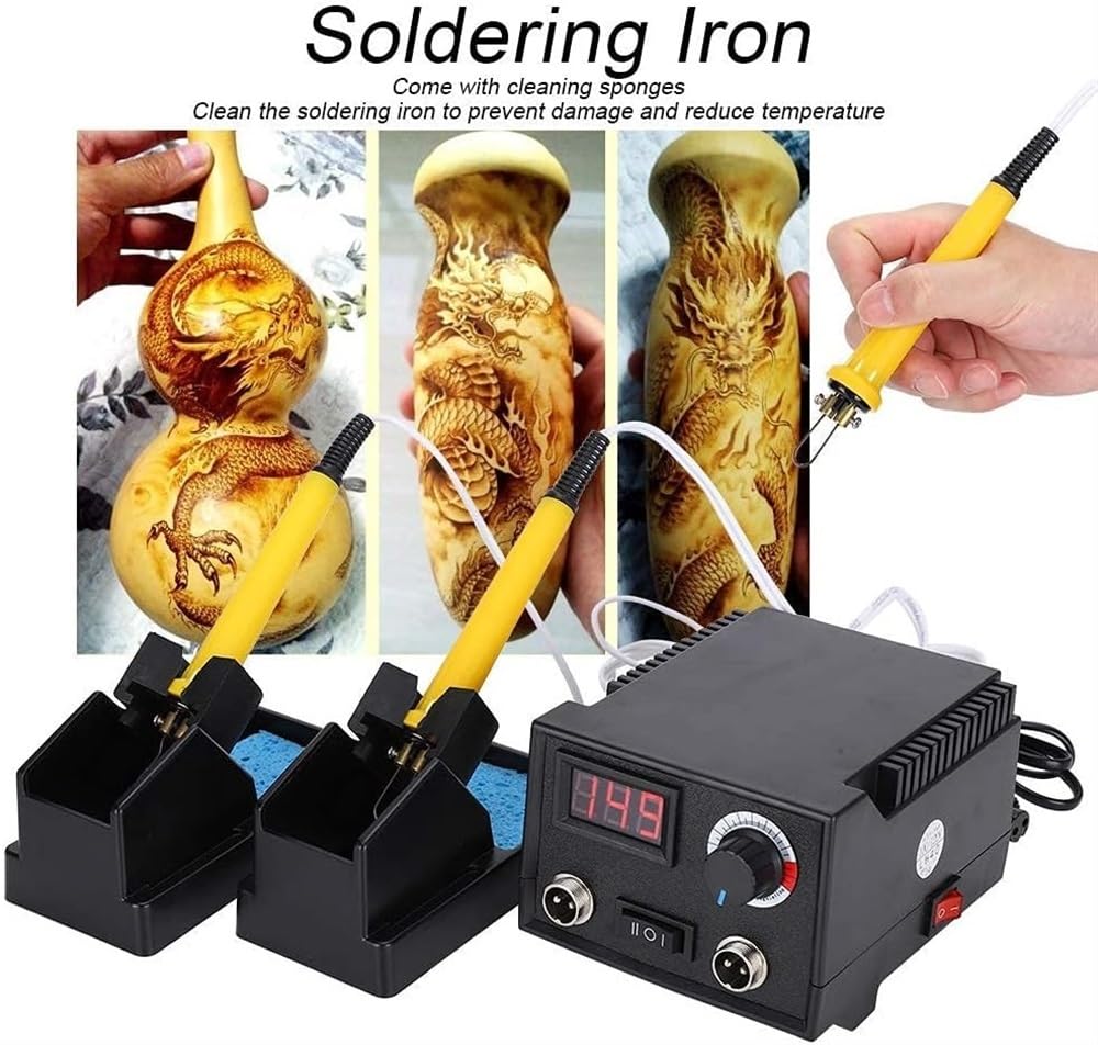Kit de Quema de Madera Máquina de pirograbado, Temperatura Ajustable Soldador eléctrico Pluma Herramienta Profesional Máquina de pirograbado for Tallado en Madera