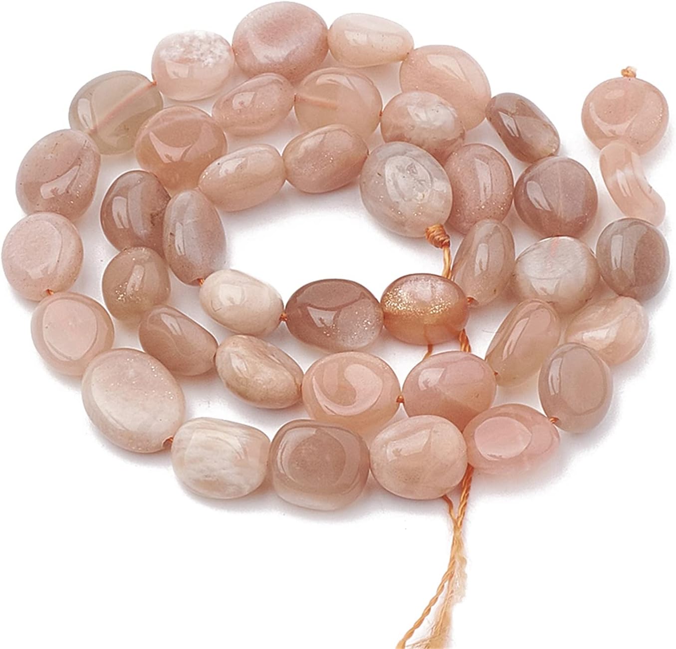 Fashewelry 36pcs Natural Sunstone Gemstone Beads Nugget Oval Healing Crystal Loose Stone Beads 8-15x8-10mm for Jewelry Necklace Bracelet Earring Craft, 15.7 Inch - Image 2