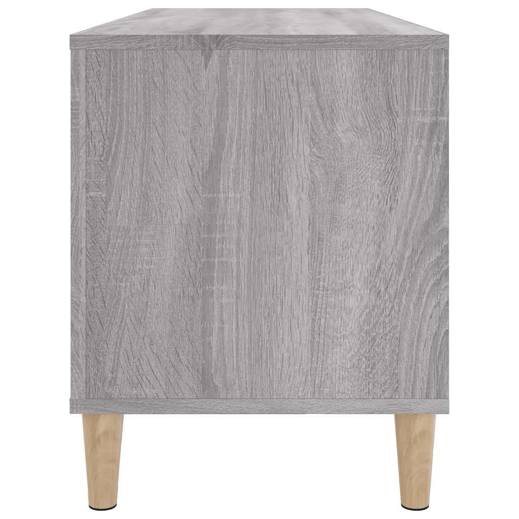 Szafa panelowa, kolor szary, dąb Sonoma, materiał drewnopochodny, 100 x 38 x 48 cm, ze stabilną płytą górną i drewnianymi nogami, uniwersalna szafka winylowa jako szafka pomocnicza