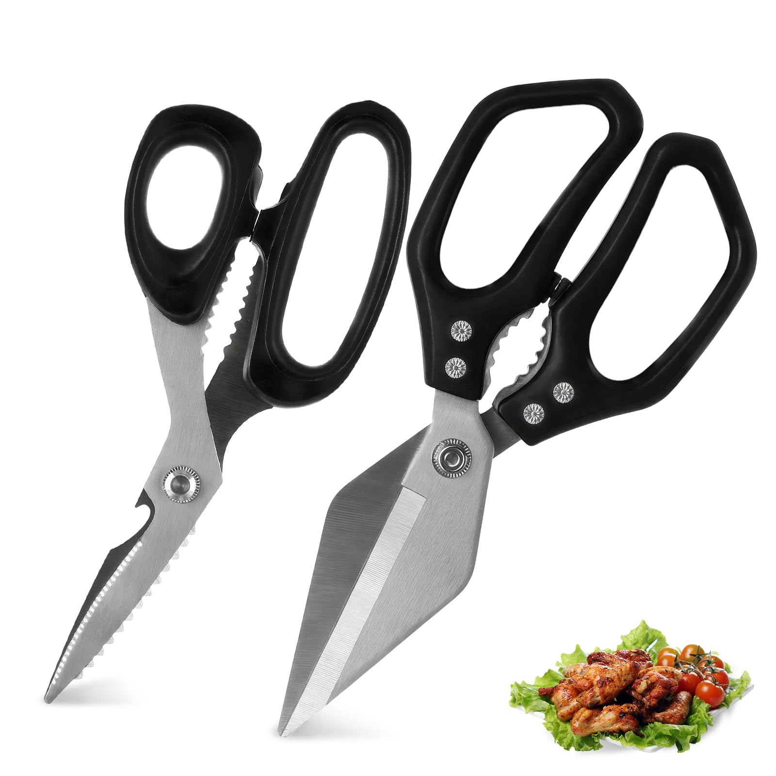 Photo 1 of 2-Piece Kitchen Scissors All Purpose Heavy Duty, Stainless Steel Kitchen Shears, Sharp Utility Scissors for Cutting Chicken, Meat, Fish, Vegetables and Poultry, Home Kitchen Gadgets