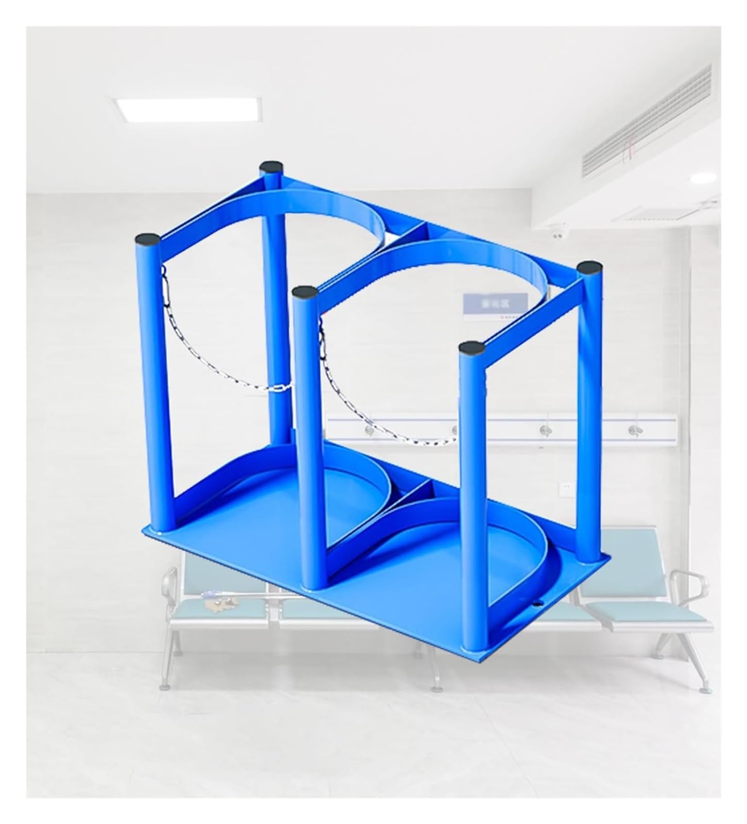 Genérico Soporte para Tanque de oxígeno, Estante de Acero Resistente para Cilindros con Cadena de Seguridad, Compatible con Tanques de 4L/5L, Soporte de Almacenamiento para Uso médico, de l