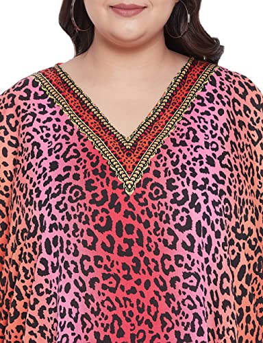 Image of Oussum Short Caftans for Women Plus Size Kaftan Tunic Tops Polyester Summer Beach Clothing Mini Cover Ups Dress for Ladies