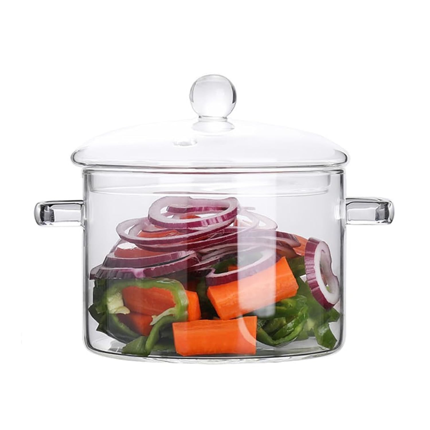 YLmeet Oven Glass Pot with Lid, Large Capacity Cooking Pot, Transparent Pot with Handle, Stovetop Stock Pot, Borosilicate Glass Cookware, Dishwasher safe pots and pans (1500ml)