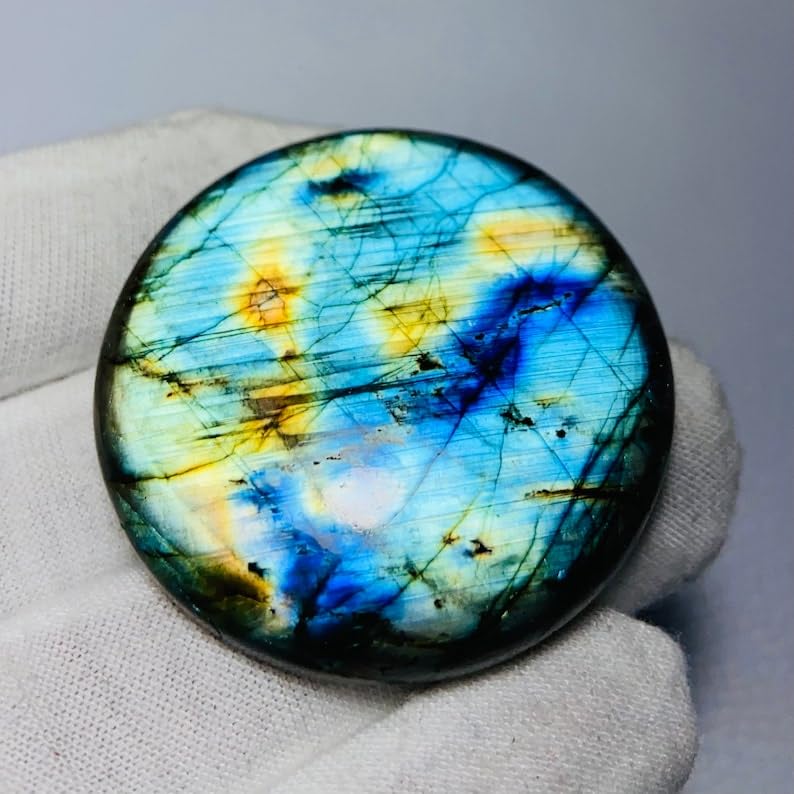 Cabochon rond en labradorite naturelle 42mm pour création de bijoux DIY