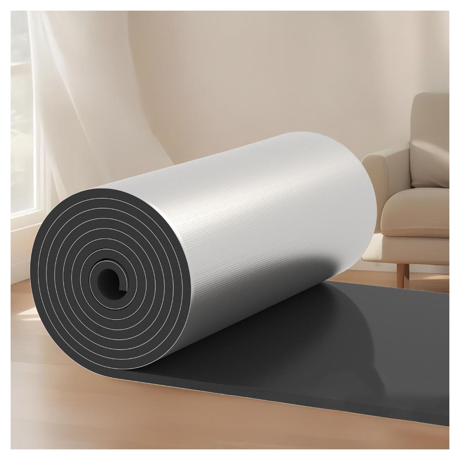 Zxcvasdf 25Mm(Thk) Self-Adhesive Foam Aluminum Foil Insulation Cotton,Car Heat Sound Deadening Insulation Mat, Heat Insulation Material, Aluminum Foil Finish,Easy To Install,For Loft