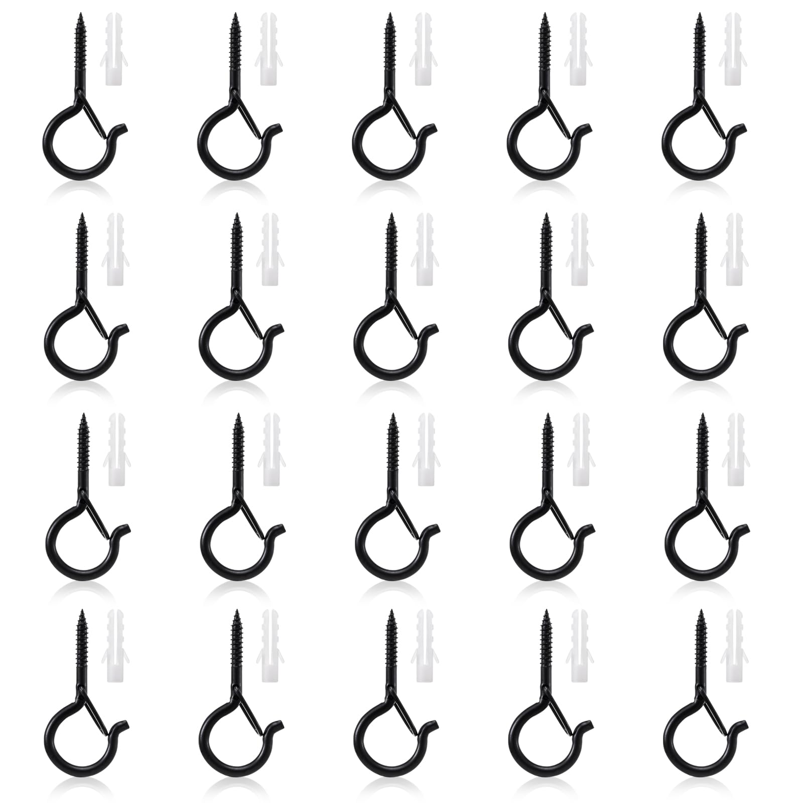Lzydkh Black 20Pcs Q-Screw Hooks, Screw In Hooks With Safety Buckle Q-Hanger Hook Ceiling Hooks Outdoor Hooks Eye Hooks For Hanging String Lights Plants