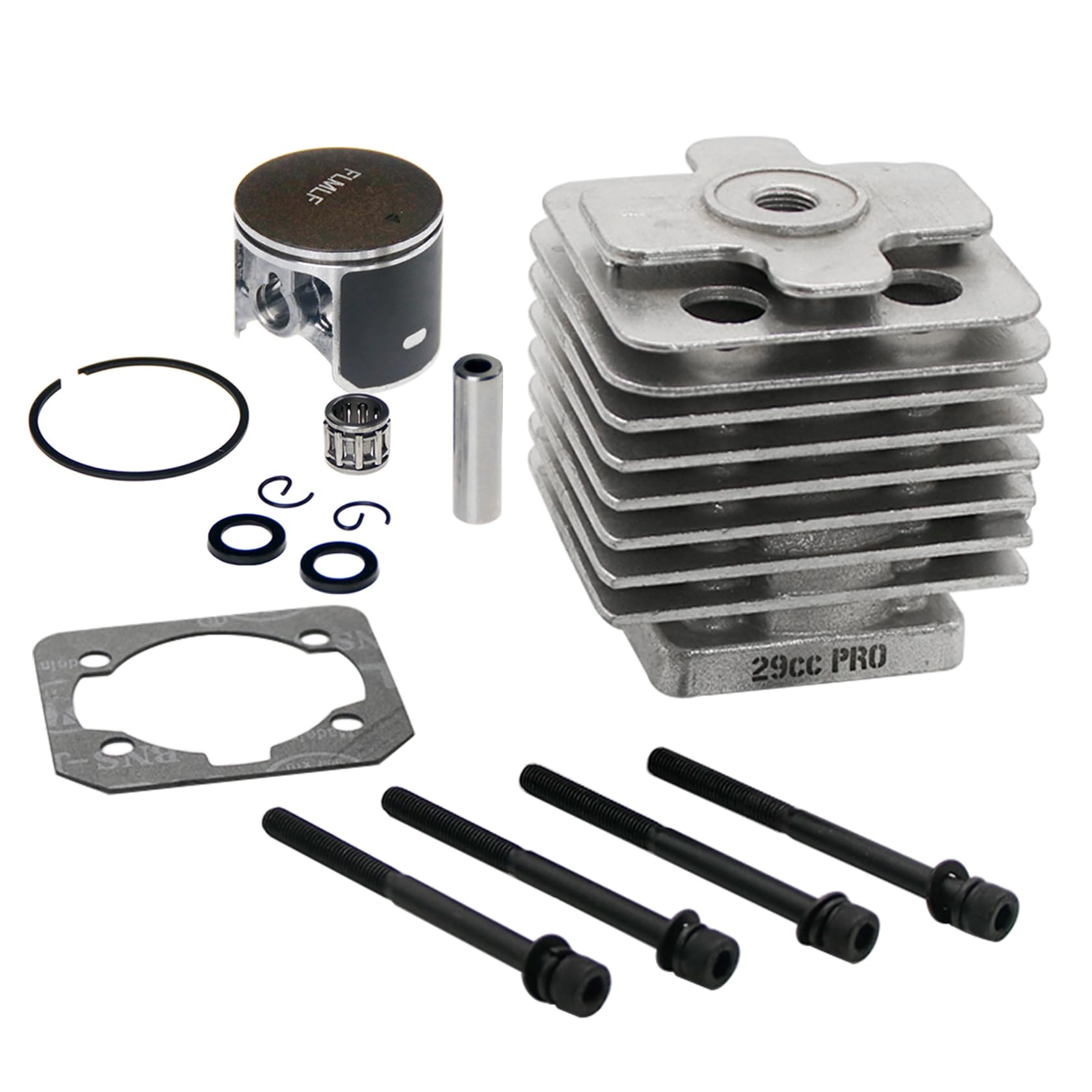 FLMLF 29CC PRO 4 Bolt Cylinder + Piston Kit Only Fit Reed Case Engine for 1/5 Rc Hpi Rofun Km Rovan Baja Losi FG GoPed Redcat DBXL MCD Parts