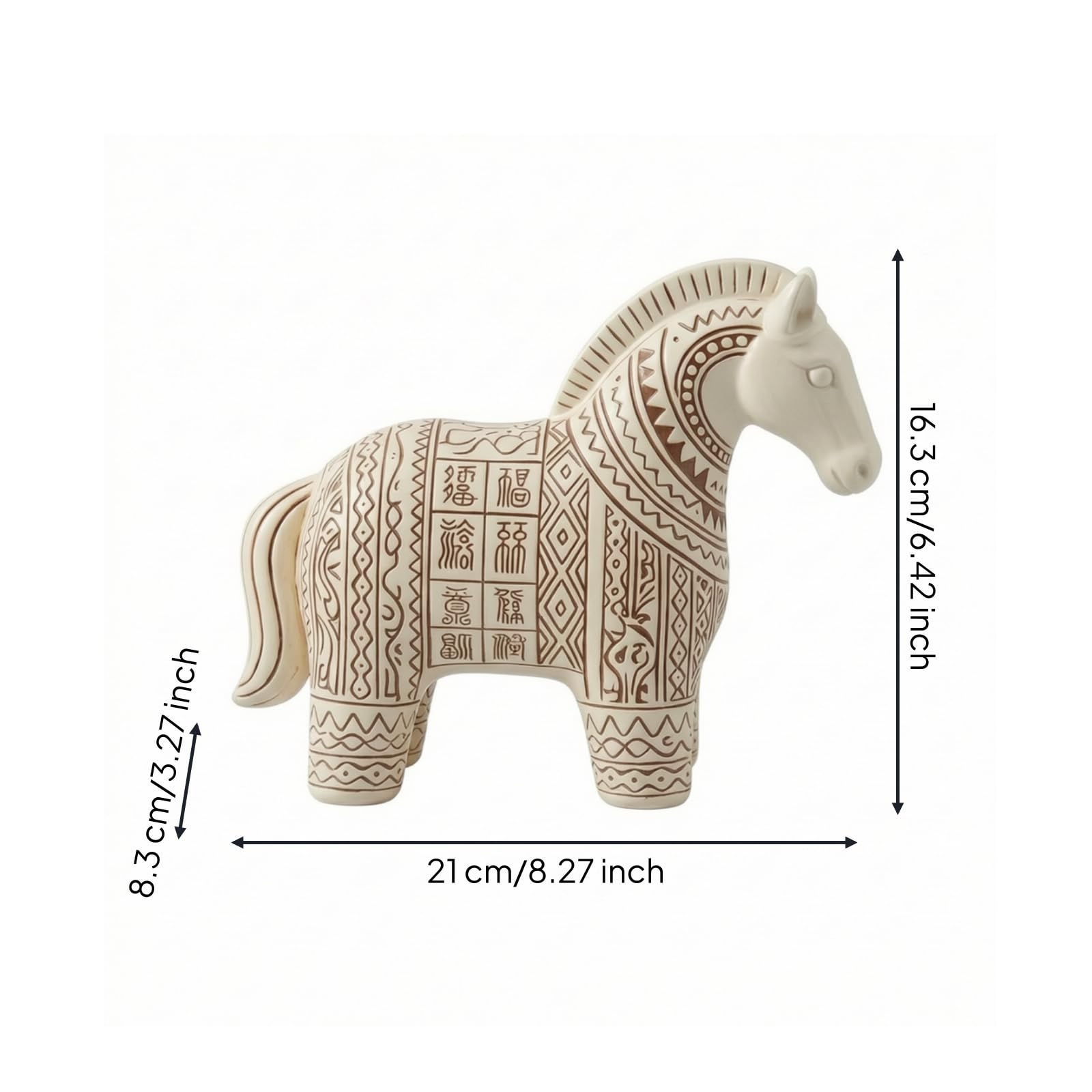 1 Pezzo Statua Cavallo Figurina Cavallo Scultura Cavallo Ornamento Cavallo in Resina Folk Tradizionale E Linee Eleganti Adatto per Vetrina D Arredo