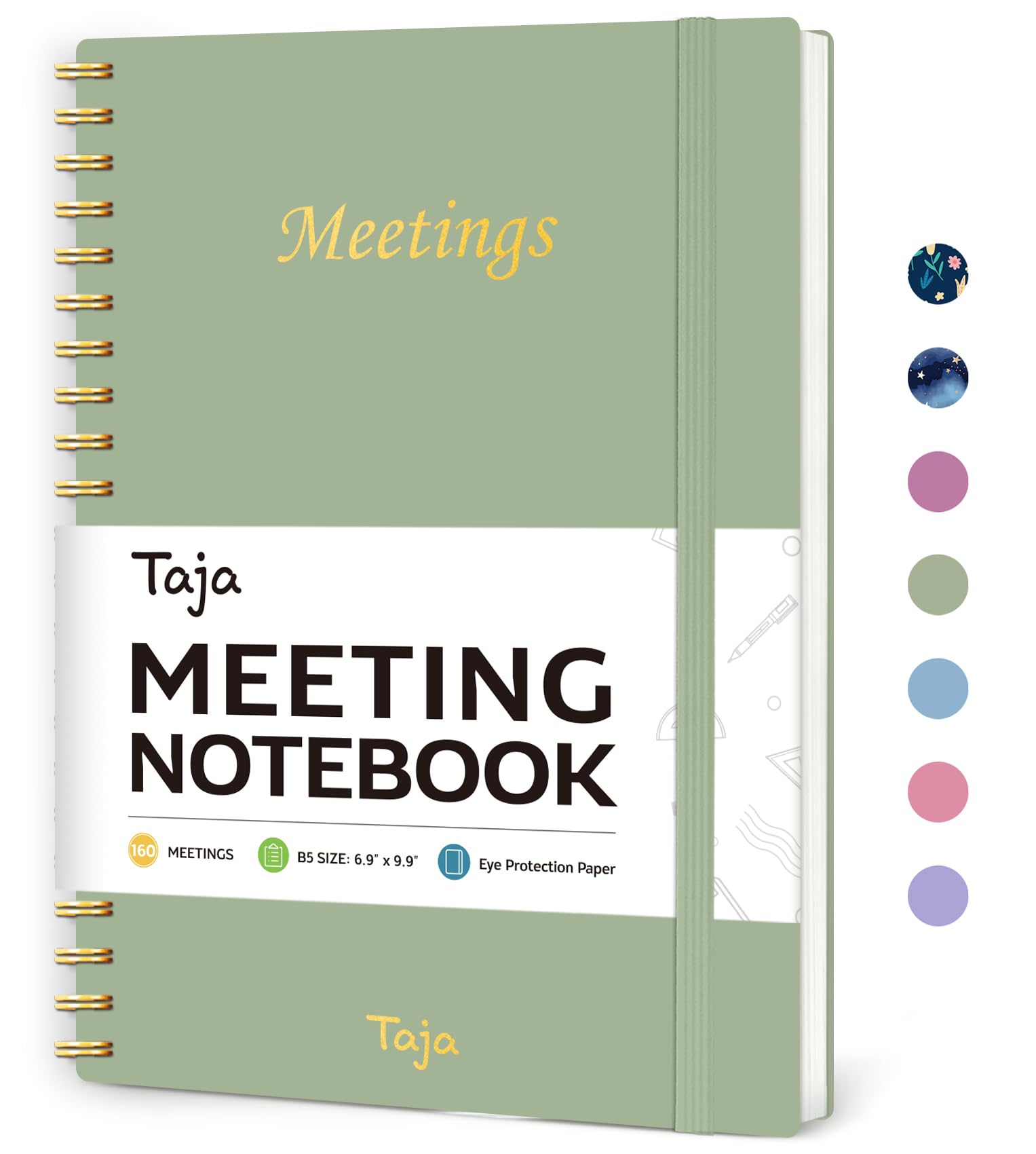 Taja Meeting Notebook for Work Organization - Work Planner Notebook with Action Items, Agenda Planner for Note Taking, 160 Pages (6.9" X 9.9") Project
