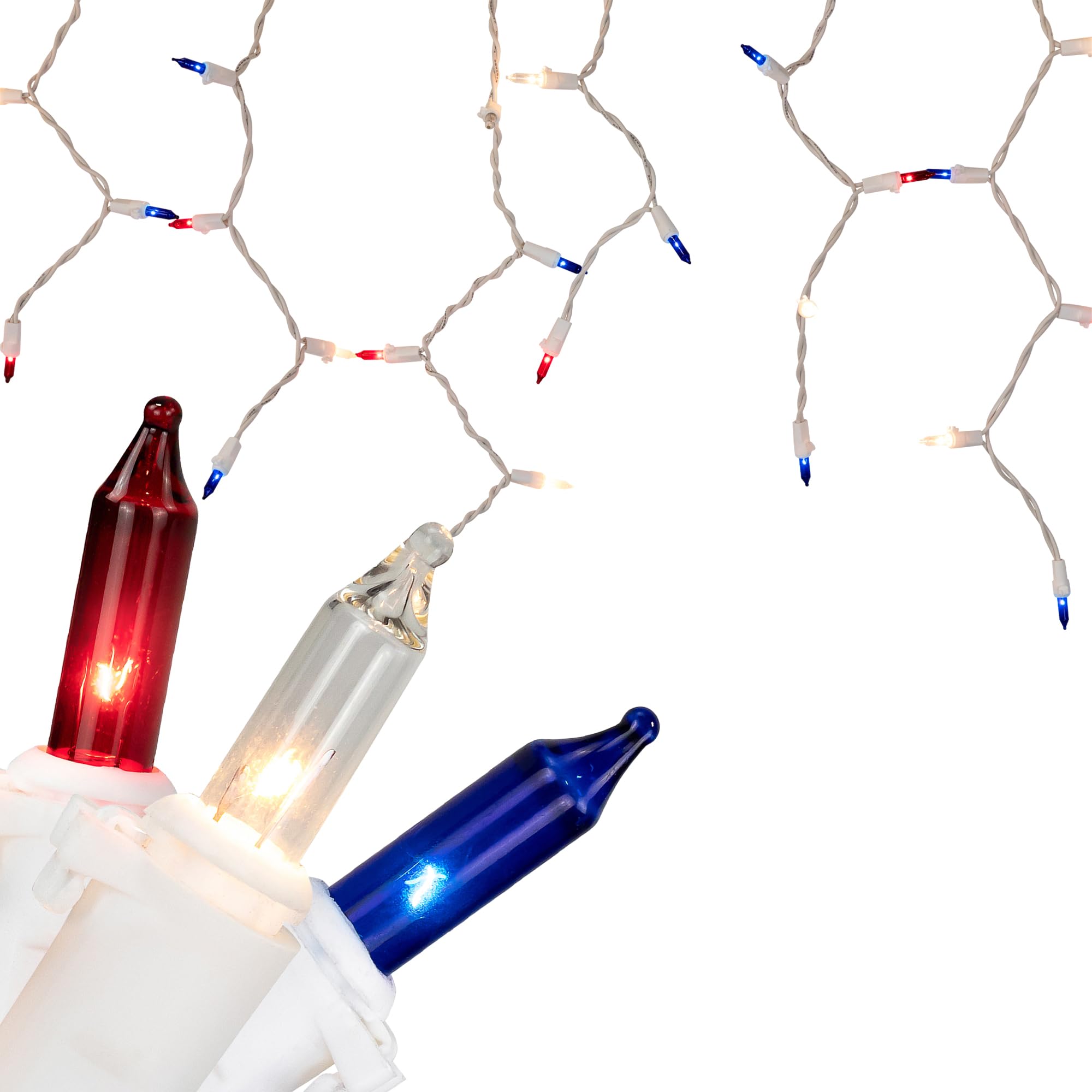 Northlight Mini Icicle Patriotic Lights - Red, White and Blue - 6.5' - White Wire - 100ct