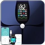 Smart Weight Scale with BMI Body Fat Muscle Mass, 4.68" Large Display with Trend, High Accurate 22 Composition Scale with Heart Rate, Bathroom Scale with App, Black