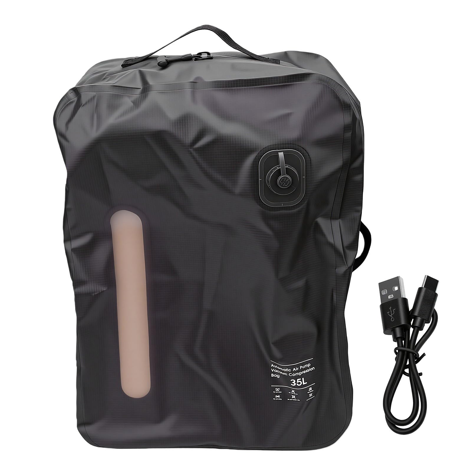 banapoy 35-l-Vakuumbeutel für Reisen, Wiederverwendbarer Vakuum-Kompressions-Reisebeutel, Beutel mit Automatischer Pumpversiegelung, Platzsparende Aufbewahrung für Handgepäck-Rucksack (GRAY)