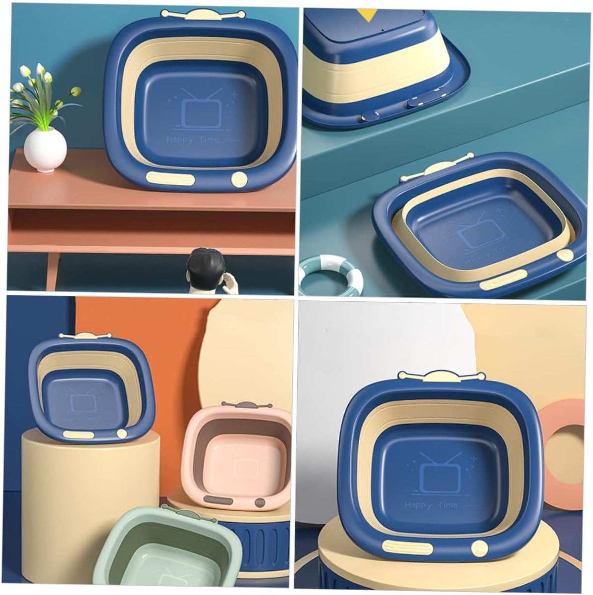 PRETYZOOM 1pc Boy Girl Bath Portable Washbasin Sturdy Cartoon Folding Basin for Household