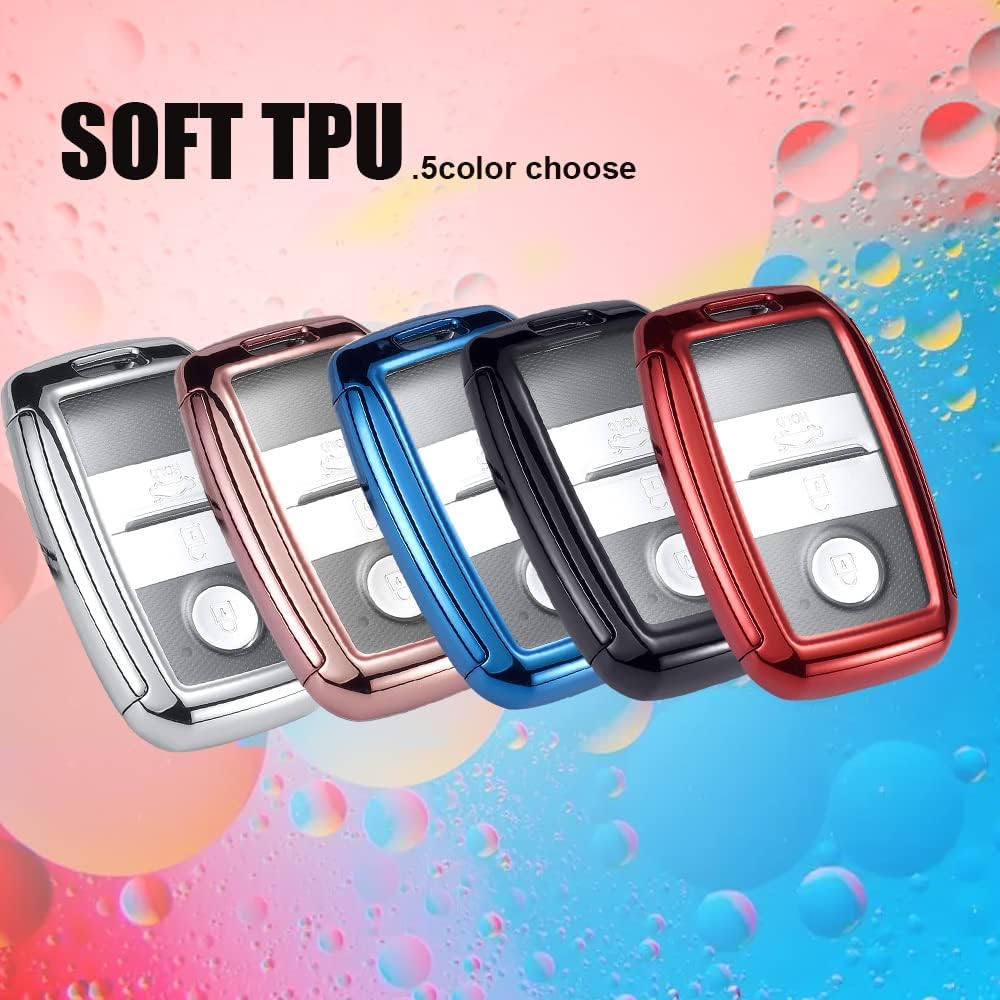 SANRILY Full Protection TPU 3/4 Buuton Key Fob Cover for Kia K5 2020 K3 K6 Optima Rio Rio5 Sportage Sorento Cerato Forte Key Keyless Smart Key Case Shell with Keychain Silver