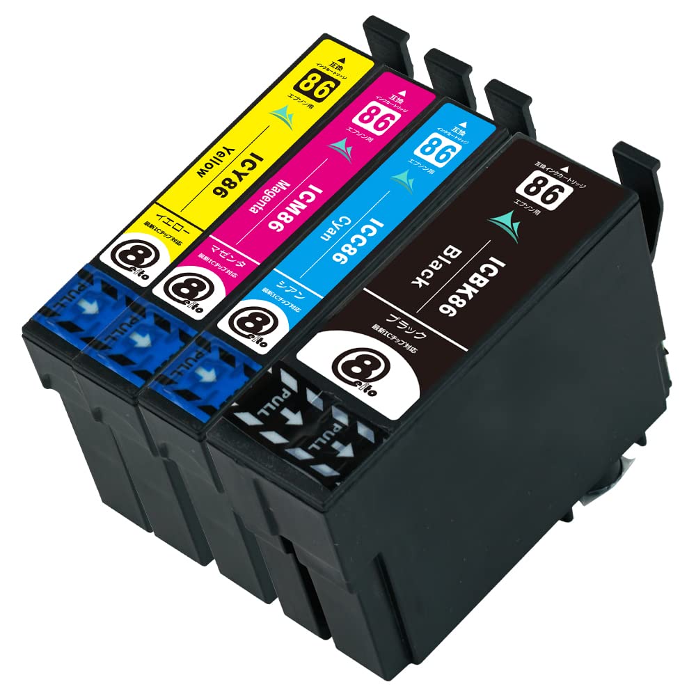 Amazon.co.jp: IC4CL86 大容量4色セット【 IC86 BK/C/M/Y】エプソン用  