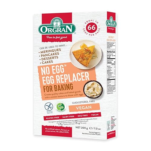 Orgran Sustituto de huevo | A base de plantas, sin gluten, sin OMG | Sustituto de huevo natural | 7.05 onzas | Sustituto de huevo vegano para