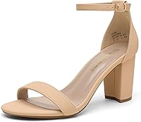 DREAMPAIRS Women's 3-Inch Chunky Low Heel Pump Sandals - Adjustable Buckle, Slip-Resistant, All-Day Comfort