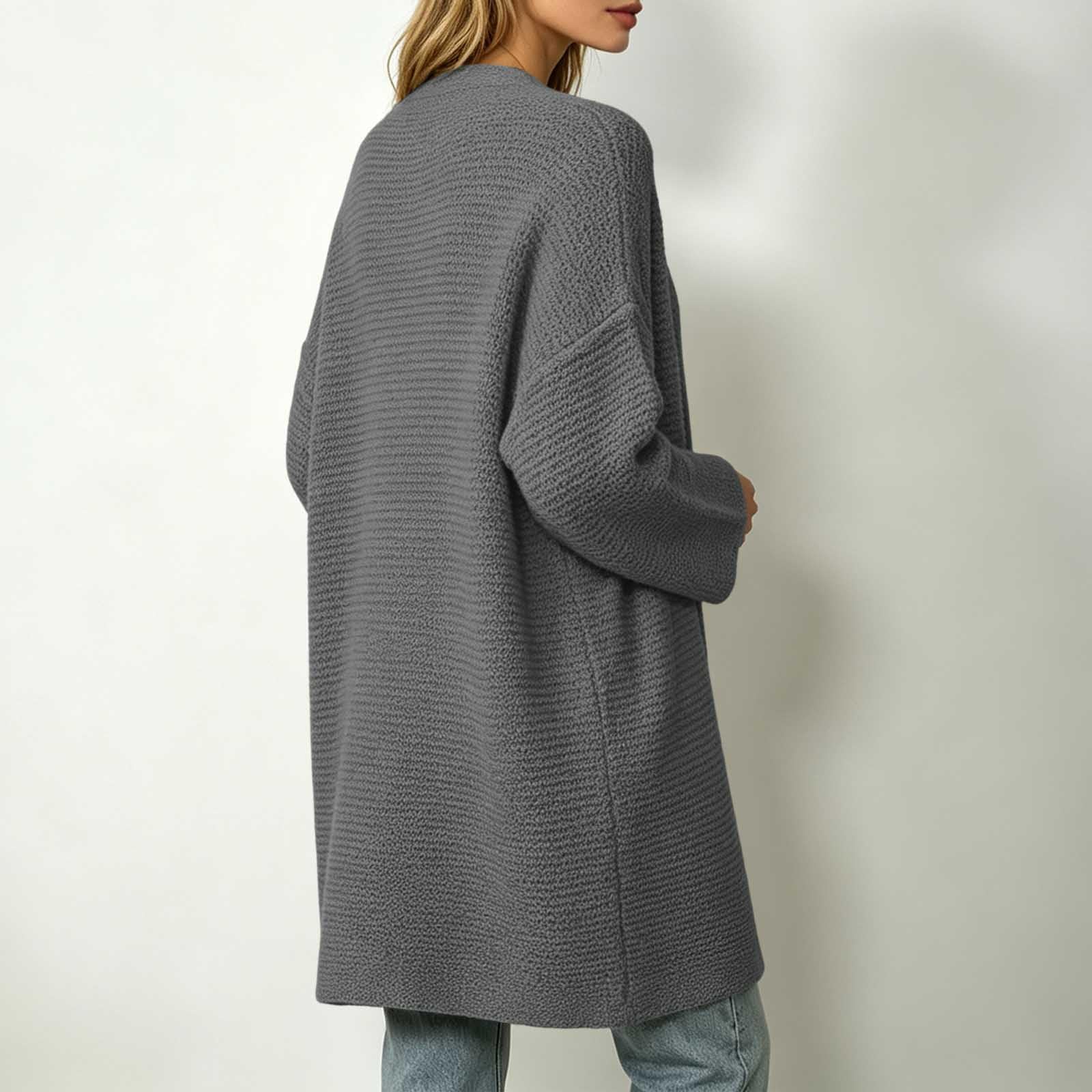 Cardigan Femme en Maille, Ouverture Devant, Coupe Ample, Manches Longues