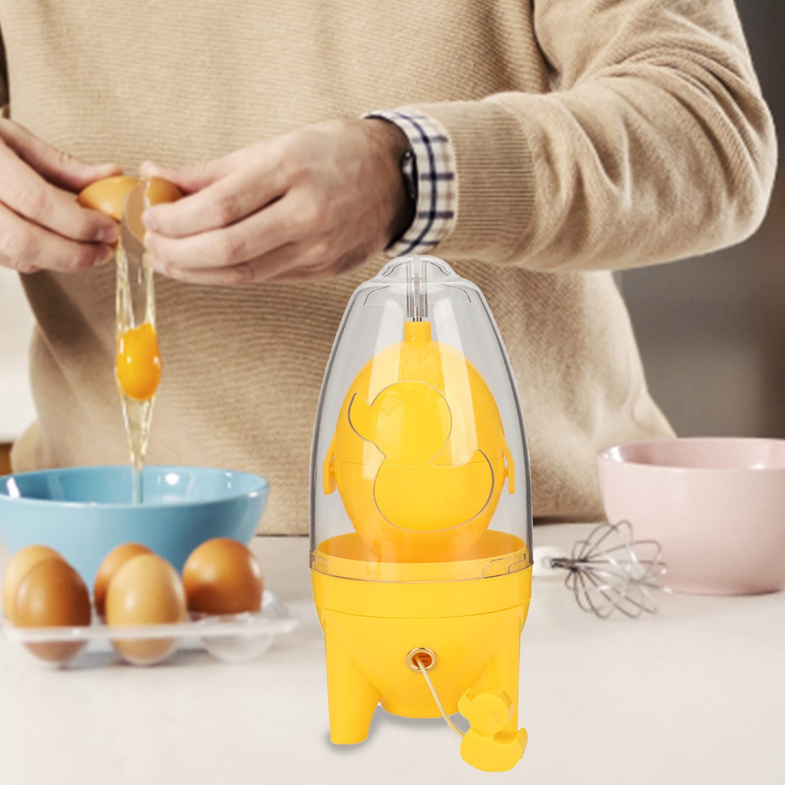 Egg Scrambler Shaker Hand Powered Golden Egg Maker Con Affettatrice Uova Tuorlo Bianco Mixer Frusta Cucina Gadget Per La Miscelazione - 2
