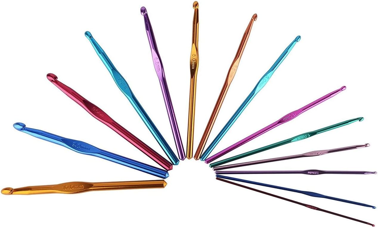 MultiColored Aluminum Crochet Hooks Set, 14pcs Set, 14
