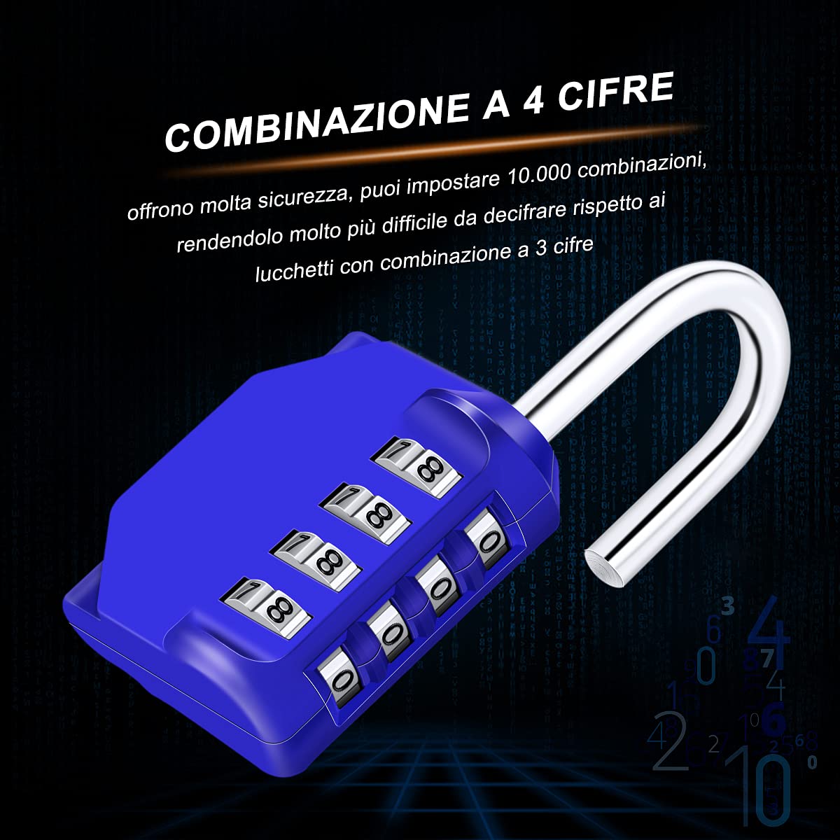 Lucchetto con Combinazione 4 Cifre, [Ultima Versione] Diyife Impermeabile per Esterno Serrature Per Zaini, Armadietto, Palestra,Blu