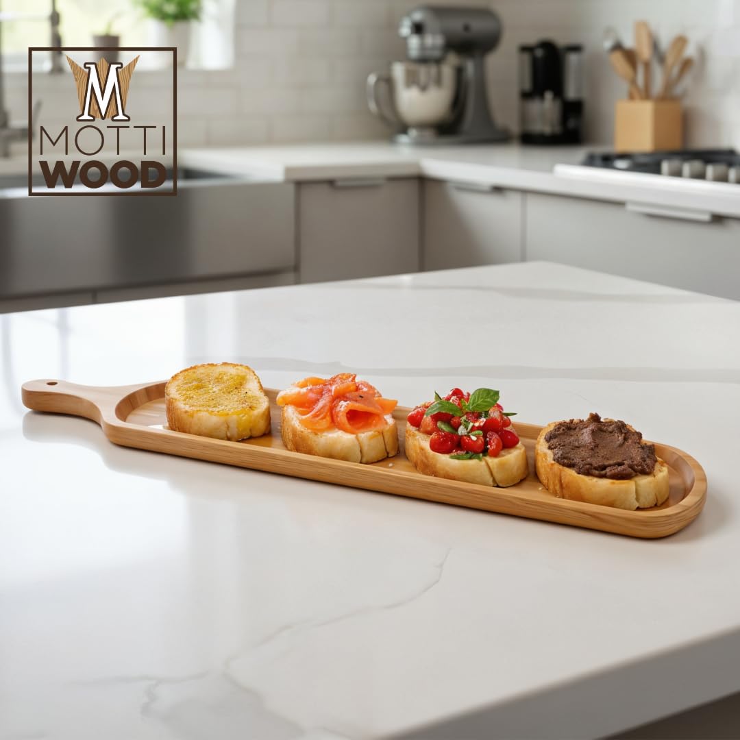 Set Taglieri Servi Crostino e Aperitivo, 100% Legno Faggio, Vassoio Aperitivi, Tagliere in Legno per Aperitivo e Antipasto, 3 Misure, Made in Italy (5, 40 cm)